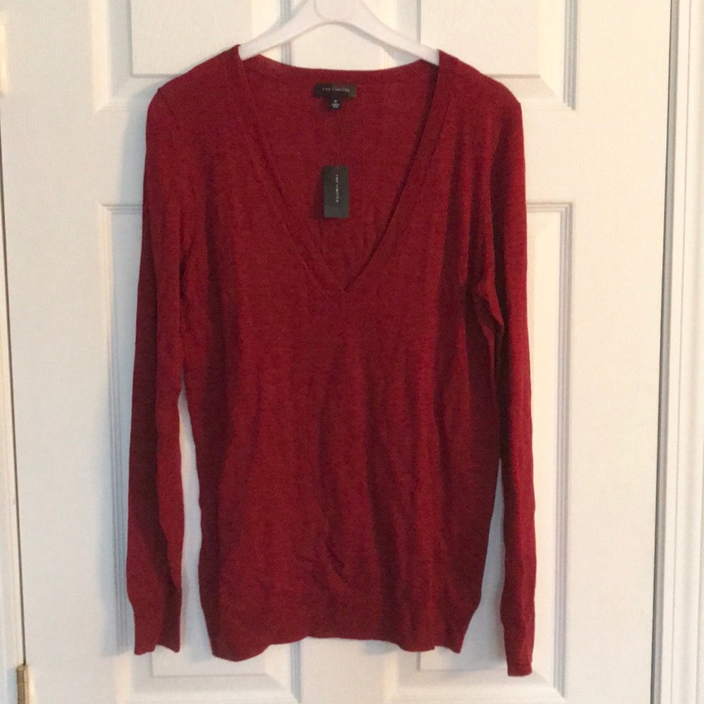 😍 NEW w/ tags! Limited dark red v-neck sweater!
